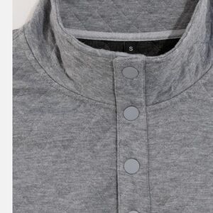 Gray Quilted Button-Up Top